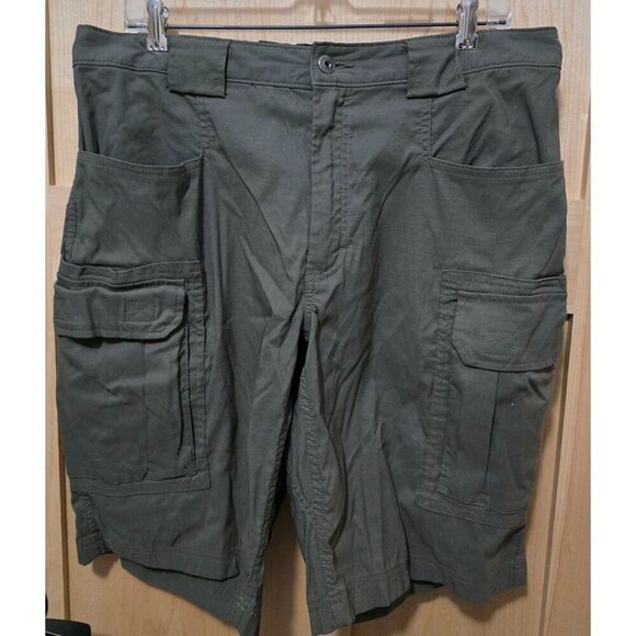 Duluth Trading Co. Cargo Shorts Mens L Olive Green Cotton Blend - Picture 5 of 12